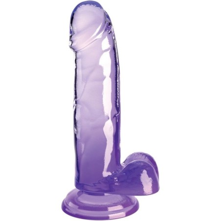 Clear Pene Realístico Con Testículos 15.2 Cm Morado de King Cock | Piumer