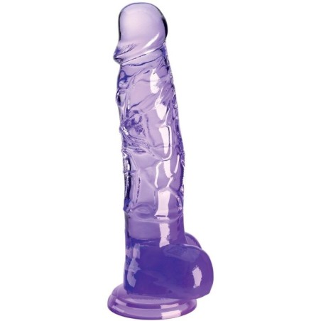 Clear Pene Realístico Con Testículos 16.5 Cm Morado de King Cock | Piumer