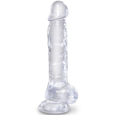 Clear Pene Realístico Con Testículos 16.5 Cm Transparente de King Cock | Piumer