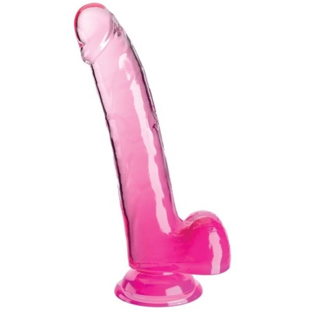 Clear Dildo Con Testículos 20.3 Cm Rosa de King Cock | Piumer