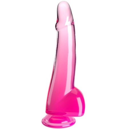Clear Dildo Con Testículos 19 Cm Rosa de King Cock | Piumer