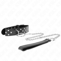 Kink - Collar Con Correa 65 Cm Remache Anilla Negro Ajustable 36-50 Cm X 3.8 Cm de Kink Collar & Gag | Piumer