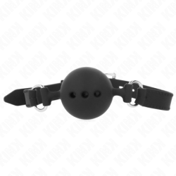 Kink - Mordaza 55 X 2 Cm De Bola 4.5 Cm De Silicona Completa Talla M Negro Ajustable 35-51 Cm de Kink Collar & Gag | Piumer