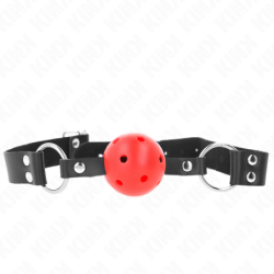 Kink - Mordaza De Bola 4 Cm Transpirable Con Doble Remache Rojo 62 X 2.5 Cm Ajustable 42-58 Cm de Kink Collar & Gag | Piumer