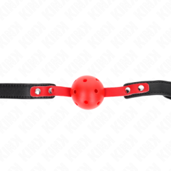 Kink - Mordaza De Bola 4 Cm Dura Hueca Rojo Correa Negra 60 X 2 Cm Ajustable 37-52 Cm de Kink Collar & Gag | Piumer