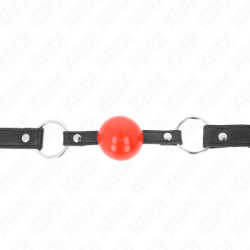 Kink - Mordaza De Bola 4 Cm Con Candado Bola Roja Correa Negra 60 X 2 Cm de Kink Collar & Gag | Piumer