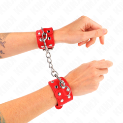 Kink - Muñequeras Con Doble Línea De Tachuelas Ajustable Rojo de Kink Wrist Restraint | Piumer
