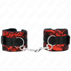 Kink - Muñequeras Cortas De Encaje Terciopelo Y Unión De Nylon Rojo/Negro 23 X 6.5 Cm de Kink Wrist Restraint | Piumer