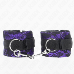Kink - Muñequeras Cortas De Encaje Terciopelo Y Unión De Nylon Violeta/Negro 23 X 6.5 Cm de Kink Wrist Restraint | Piumer