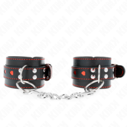 Kink - Muñequeras Negro Con Incrustación De Corazón Rojo Ajustable 21-28 Cm X 5.5 Cm de Kink Wrist Restraint | Piumer
