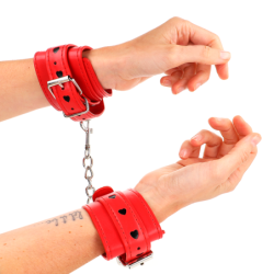 Kink - Muñequeras Rojo Con Incrustación De Corazón Negro Ajustable 21-28 Cm X 5.5 Cm de Kink Wrist Restraint | Piumer
