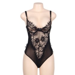 Subblime - Teddy Encaje Floral Y Con Flecos Negro Talla Grande de Subblime Queen Plus Size | Piumer