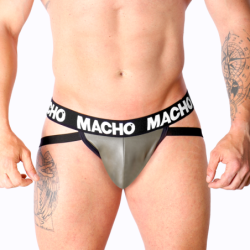 Macho - Mx27Gr Jock Cuero Gris Beige de Macho Underwear - Talla XL | Piumer
