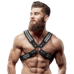 Arnés Ecopiel Pecho Cruzado Con Remaches Hombre de Fetish Submissive Attitude | Piumer