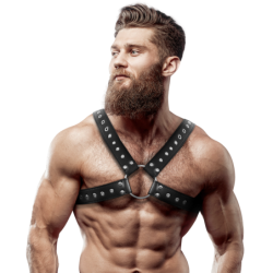 Arnés Ecopiel Pecho Cruzado Con Tachuelas Hombre de Fetish Submissive Attitude | Piumer