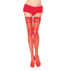Leg Avenue - Medias Rojas Con Encaje Autoadhesivas de Leg Avenue Hosiery | Piumer
